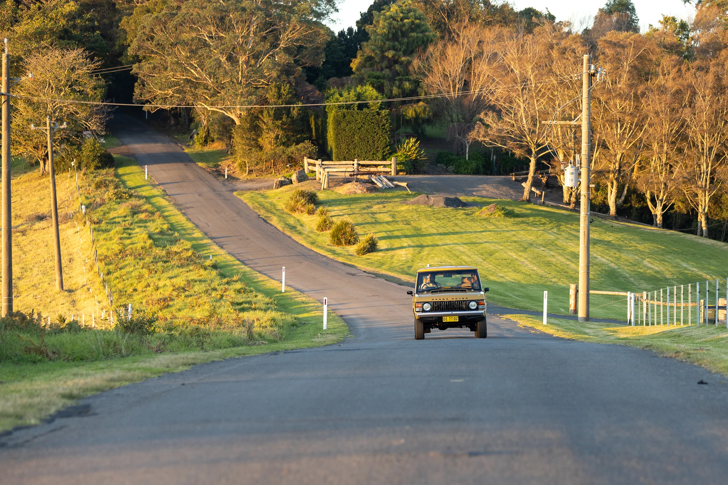 Restored Range Rover Classic driving toward camera on country road | Restored Range Rover Classic | Range Rover Restoration | Classic Restoration | Range Rover Build | Range Rover Coachworks