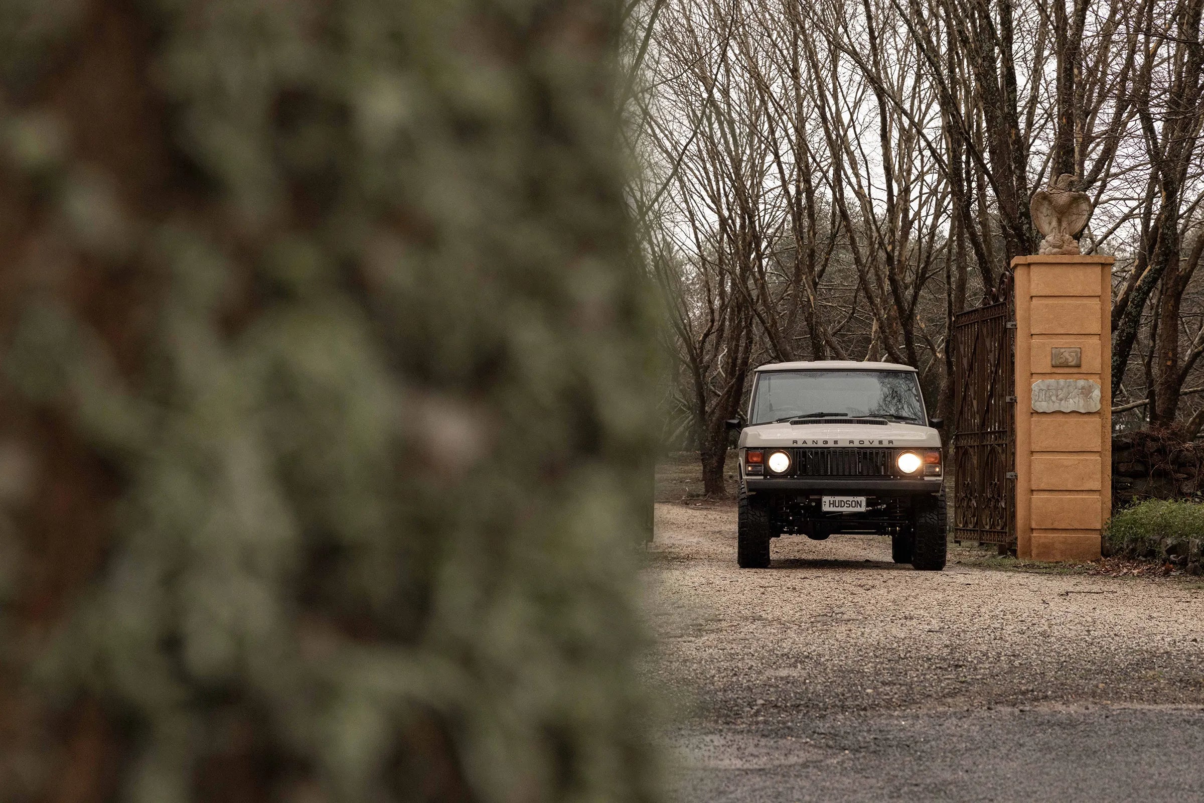 Hudson Coachworks Signature series Range Rover Classic driving out of gate | Range Rover Classic | Range Rover Coachworks | Range Rover Restorations | Range Rover Build | LS Range Rover | V8 Range Rover | Supercharged Range Rover